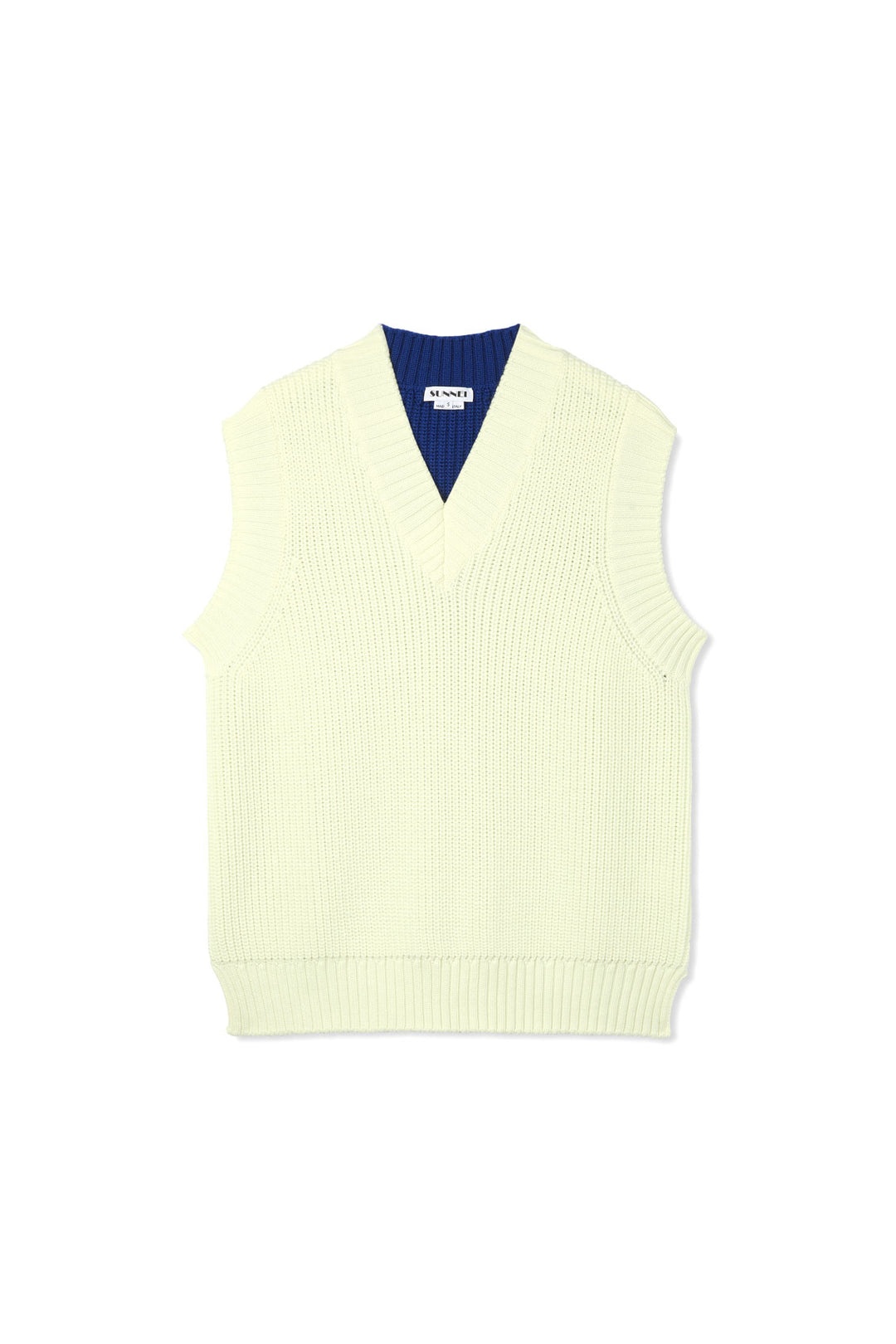 KNIT GILET / light yellow & electric blue - 1