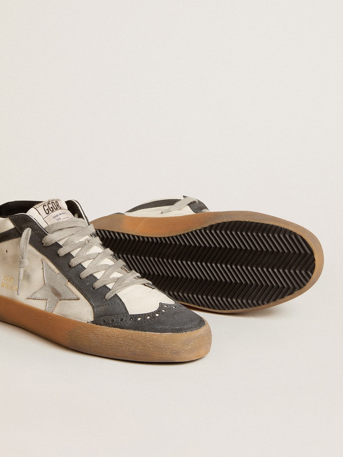 Mid Star in nappa leather with silver leather star and black suede flash - 3