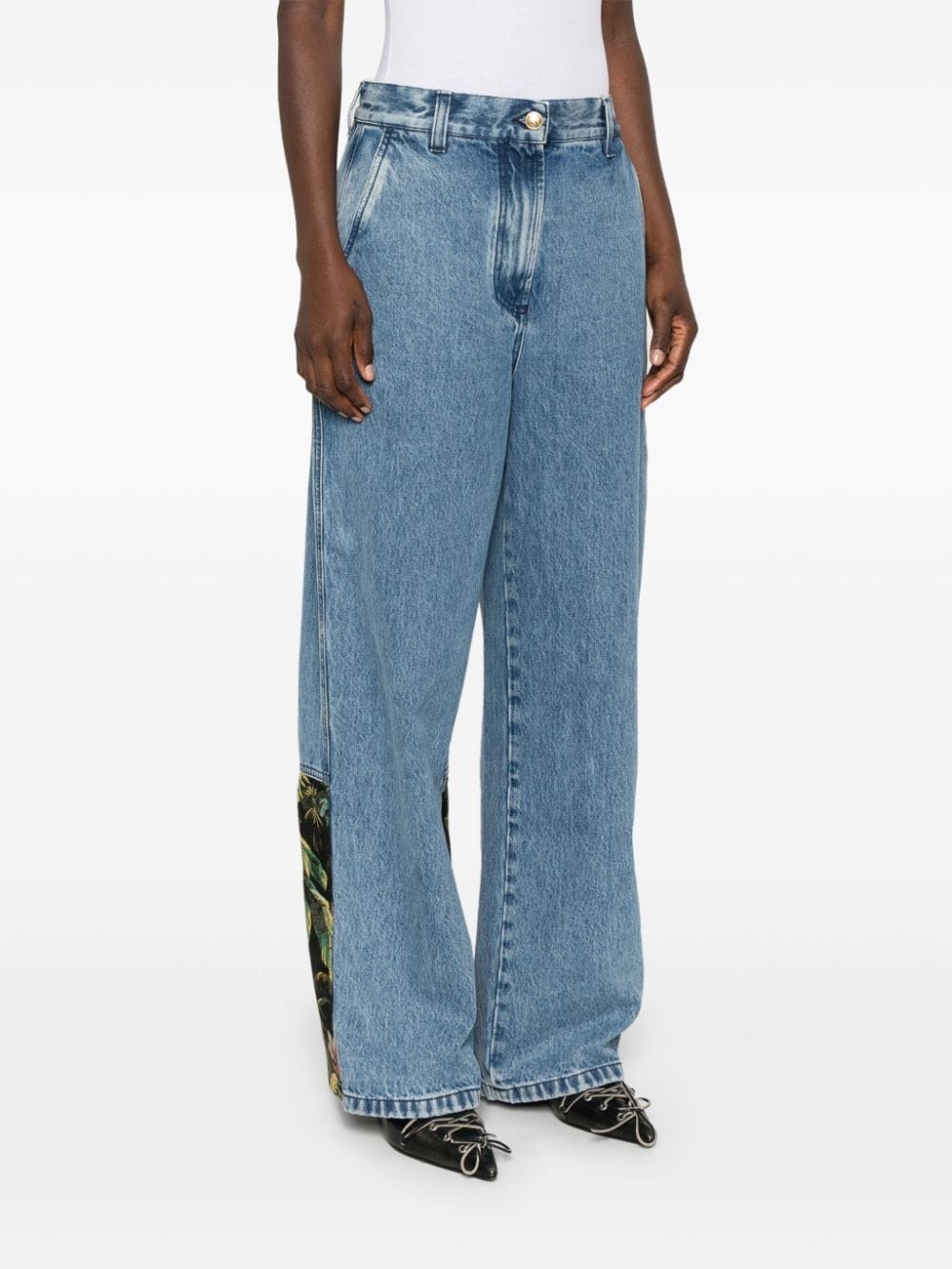 embroidery-panel baggy jeans - 3