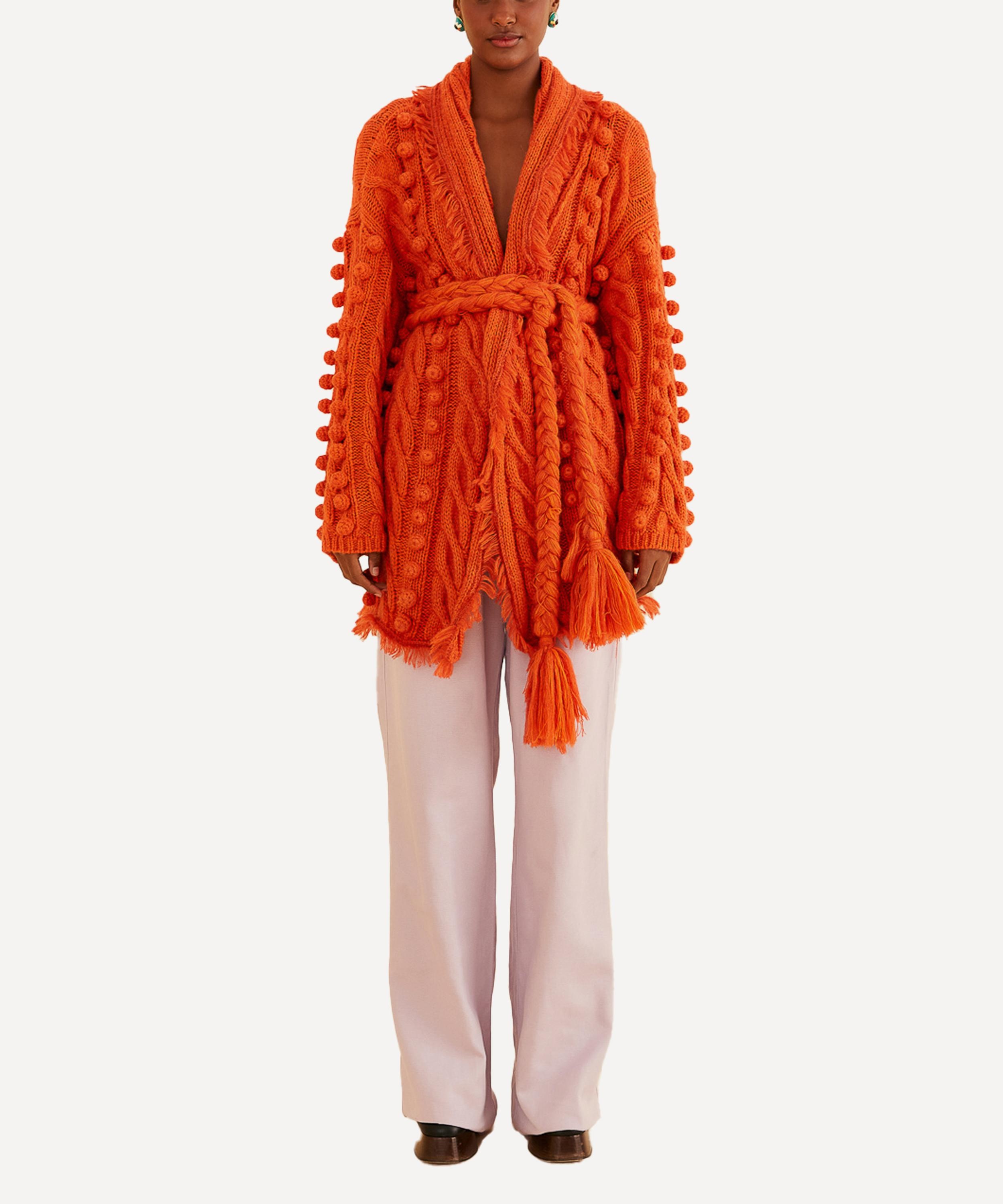 Orange Braided Knit Cardigan - 2
