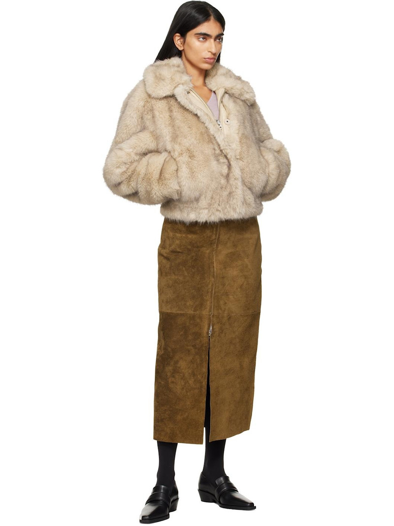 STAND STUDIO Beige Lena Faux-Fur Jacket outlook