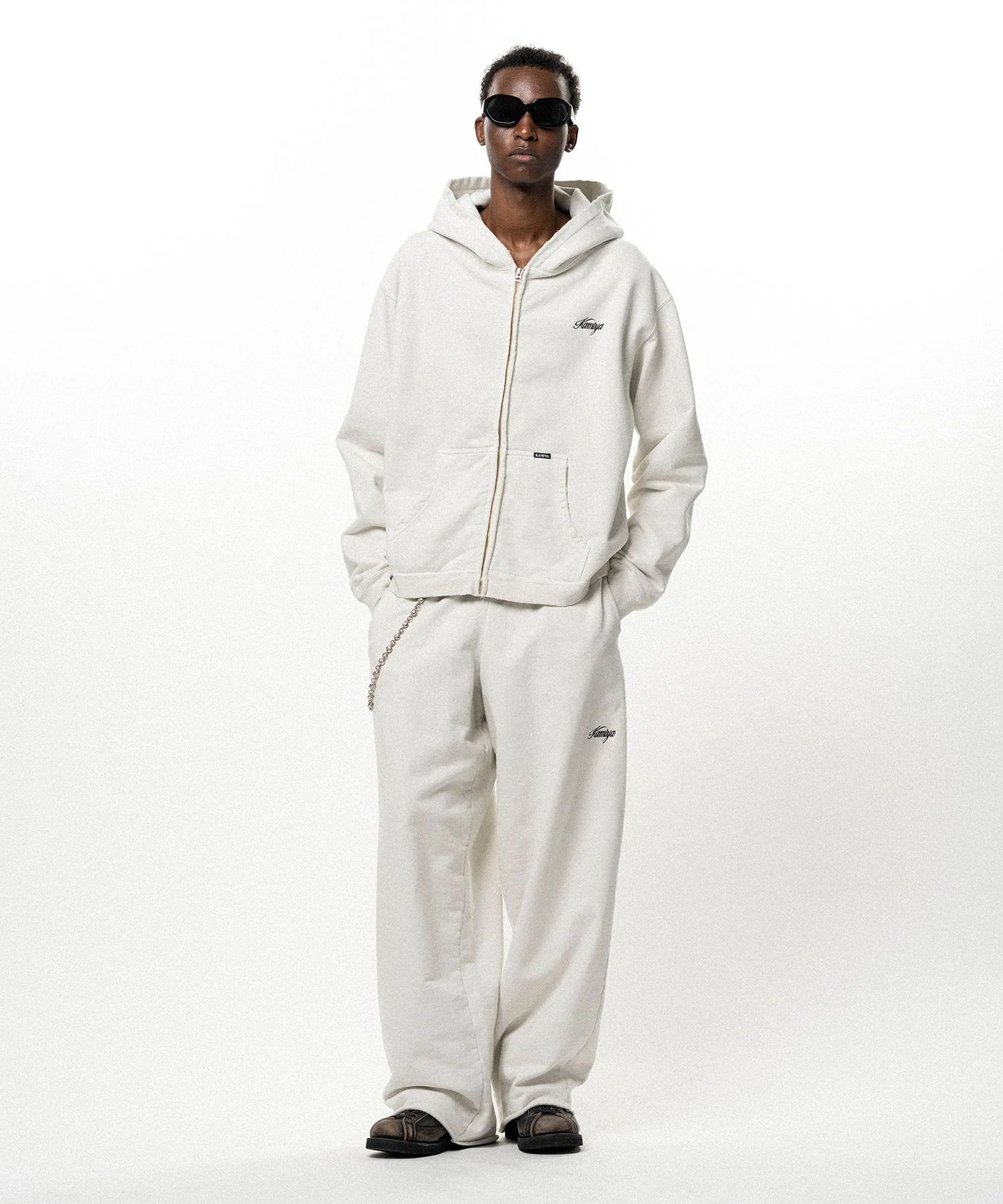 Embroidered Wide Sweat Pants - 1