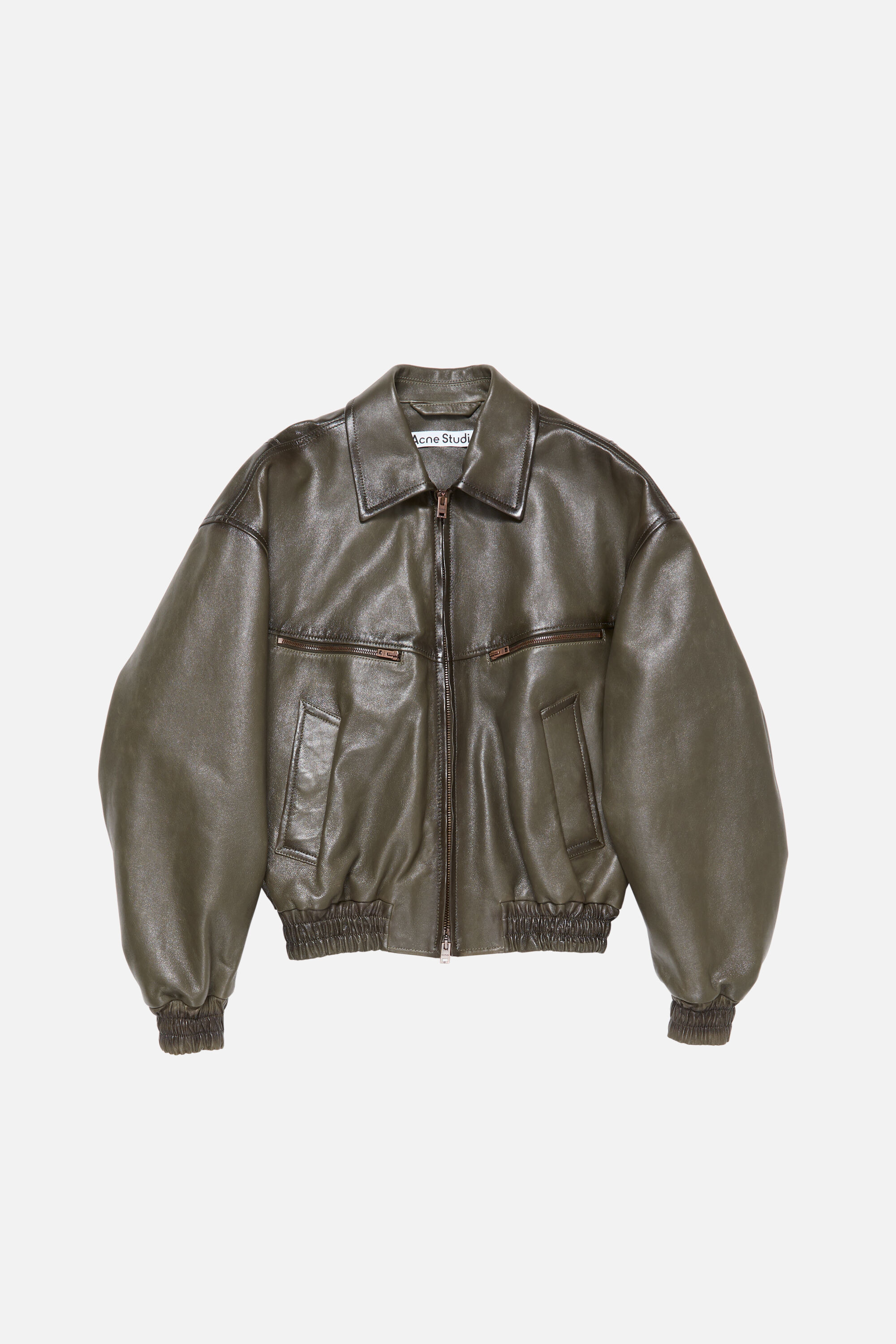 Leather bomber jacket - Vintage green - 6