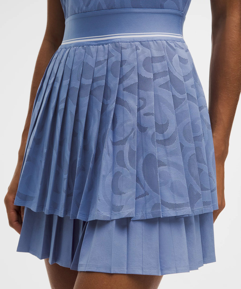 Paisley-Mesh Pleated Tennis Dress 5