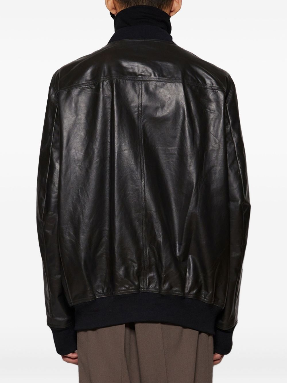 zip-up leather jacket - 5