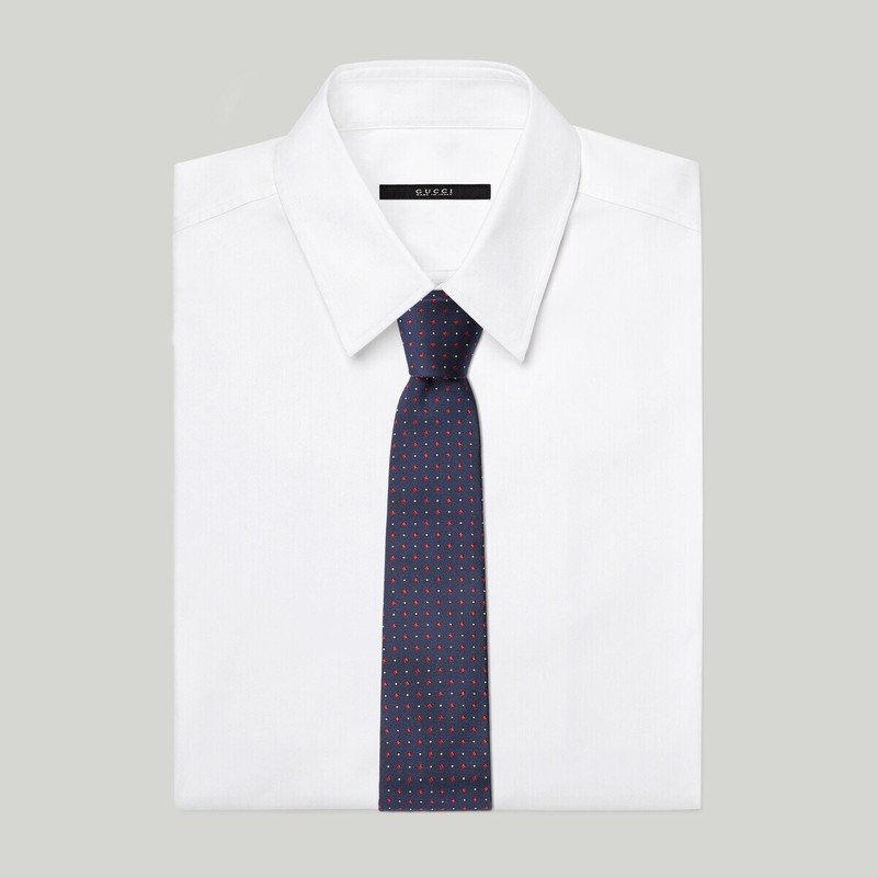 GUCCI Polka-dot rhombus silk jacquard tie outlook