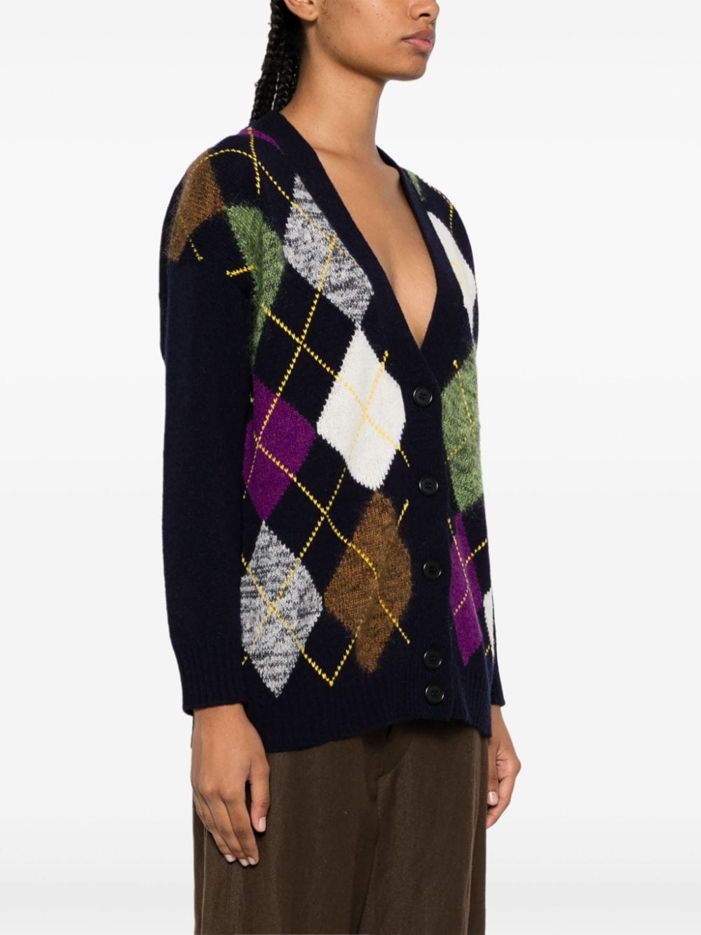 argyle intarsia-knit cardigan - 3