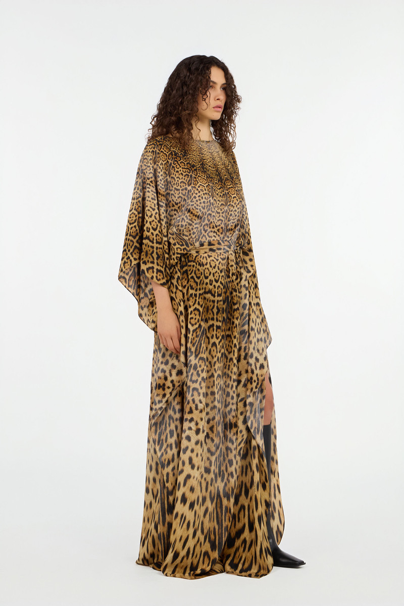 Long silk dress with Jaguar Skin print 3