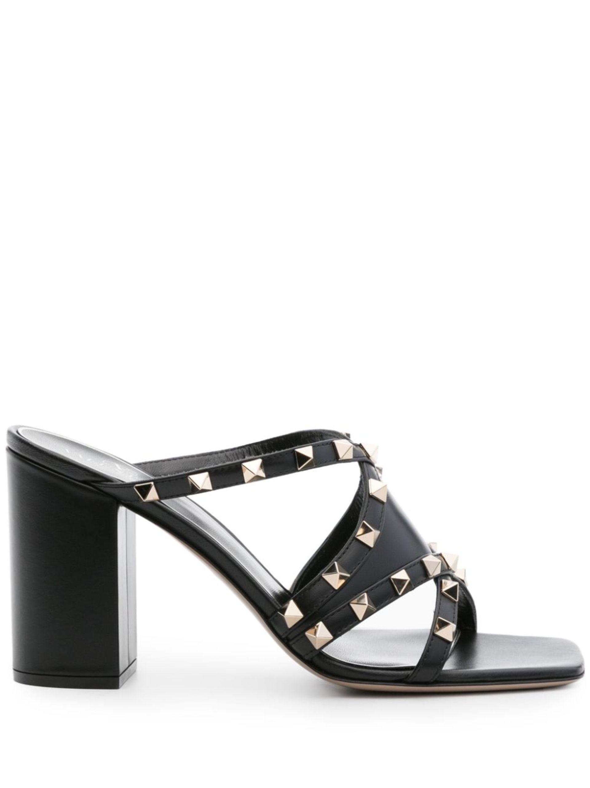 Black Rockstud 100mm Leather Sandals - 1