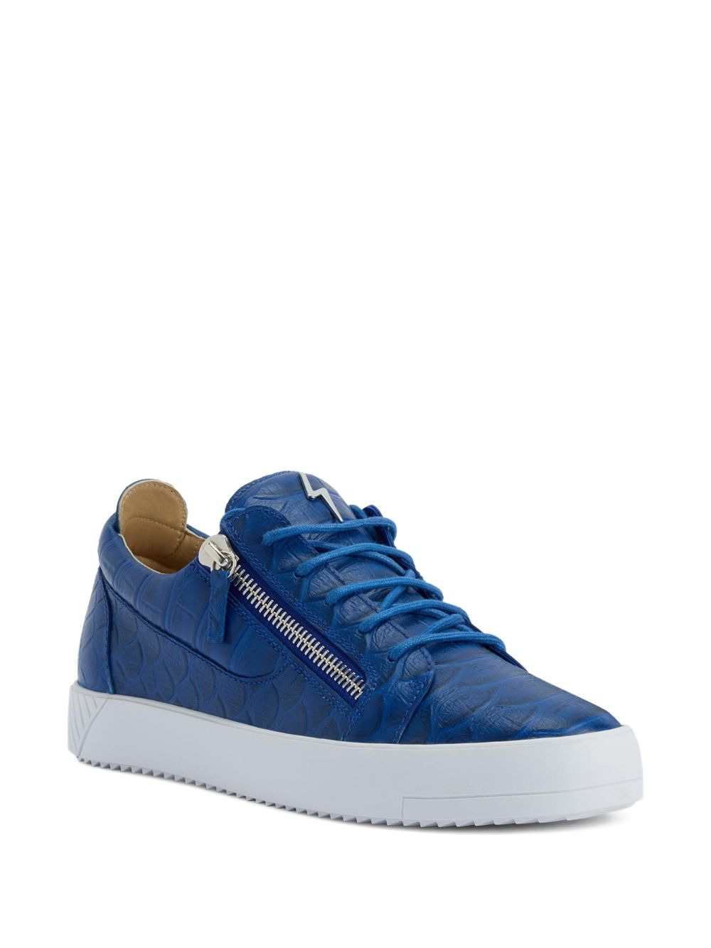 Frankie crocodile-effect zip sneakers - 2
