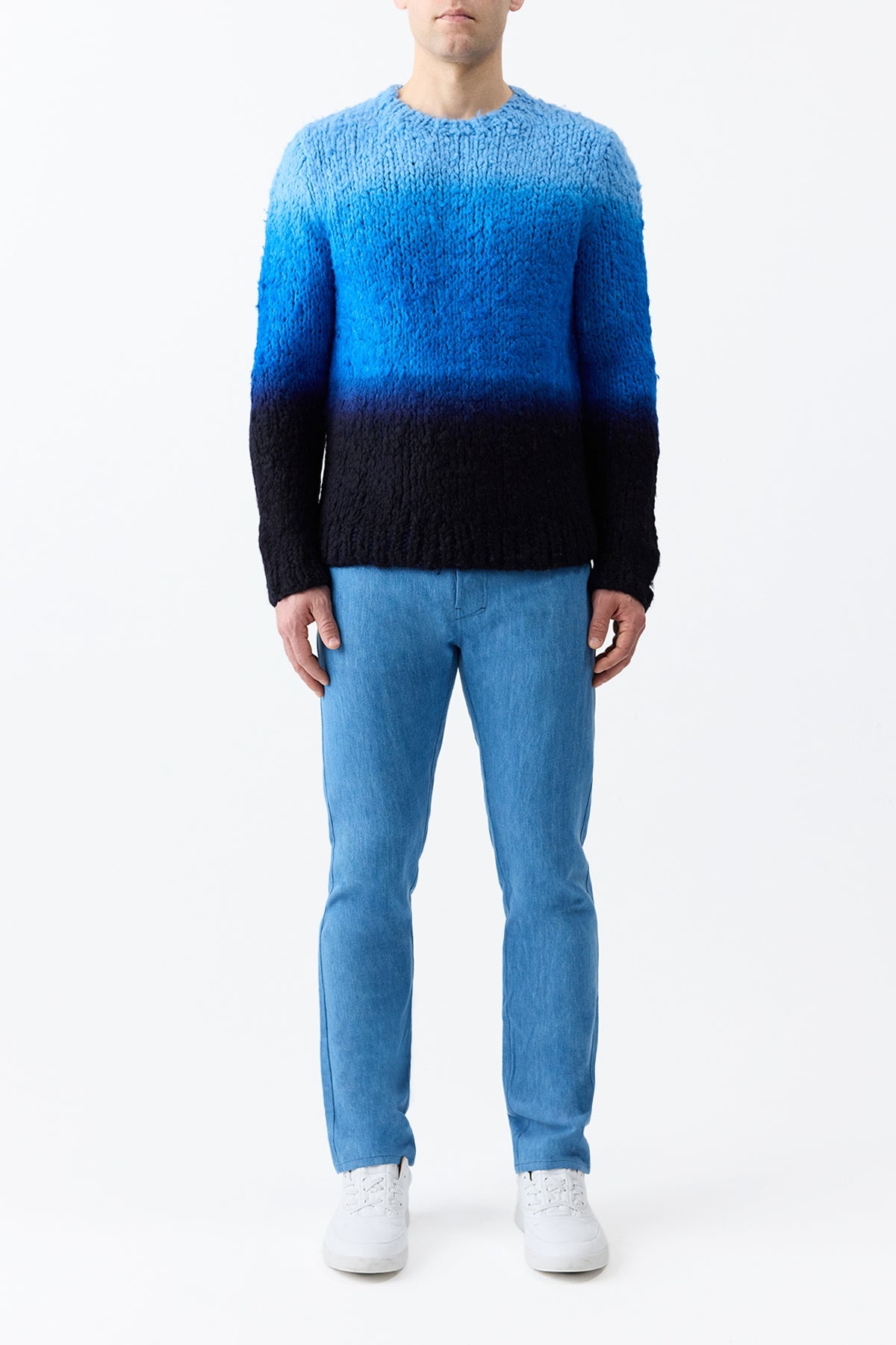 Aion Knit Sweater in Deep Dye Sky Blue Welfat Cashmere - 3