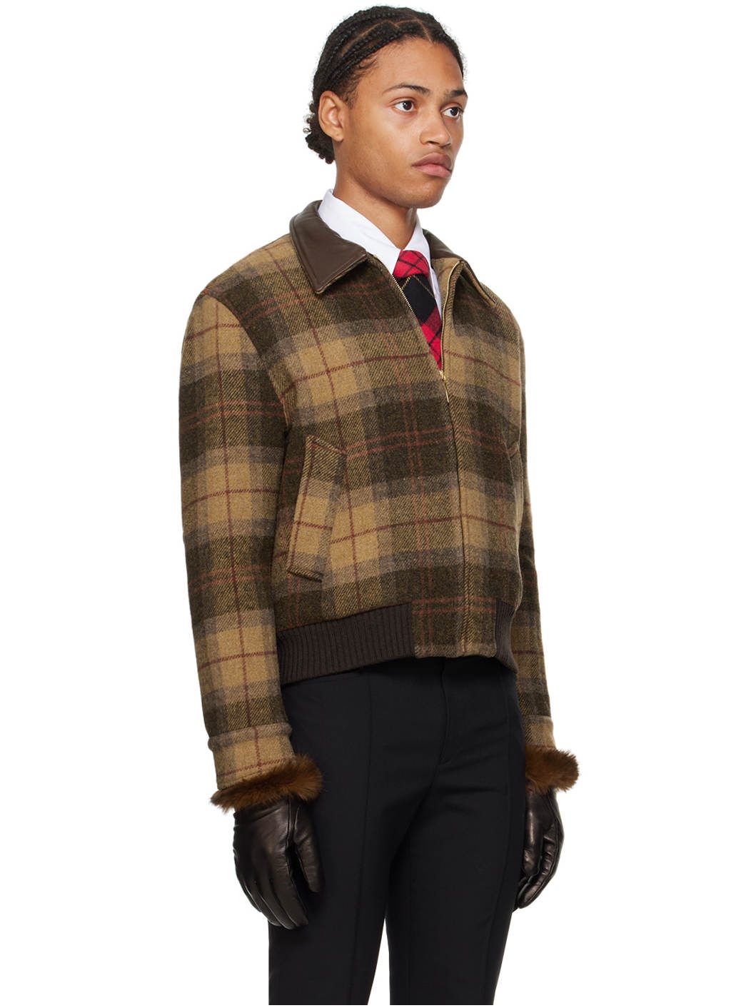 Brown Virgin Wool Check Jacket - 2