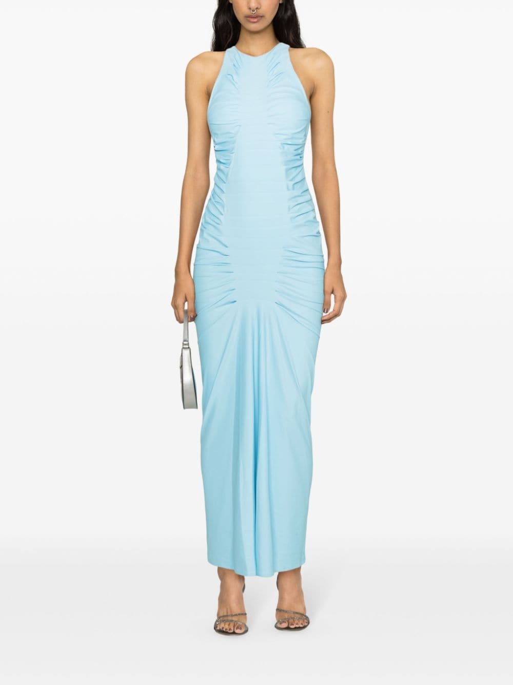 halterneck ruched maxi dress - 2