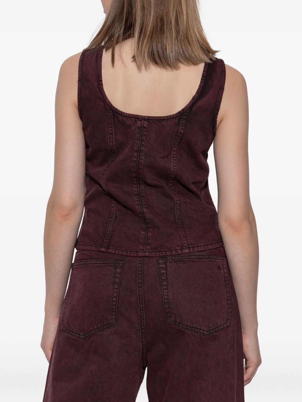 denim button-front top - 4