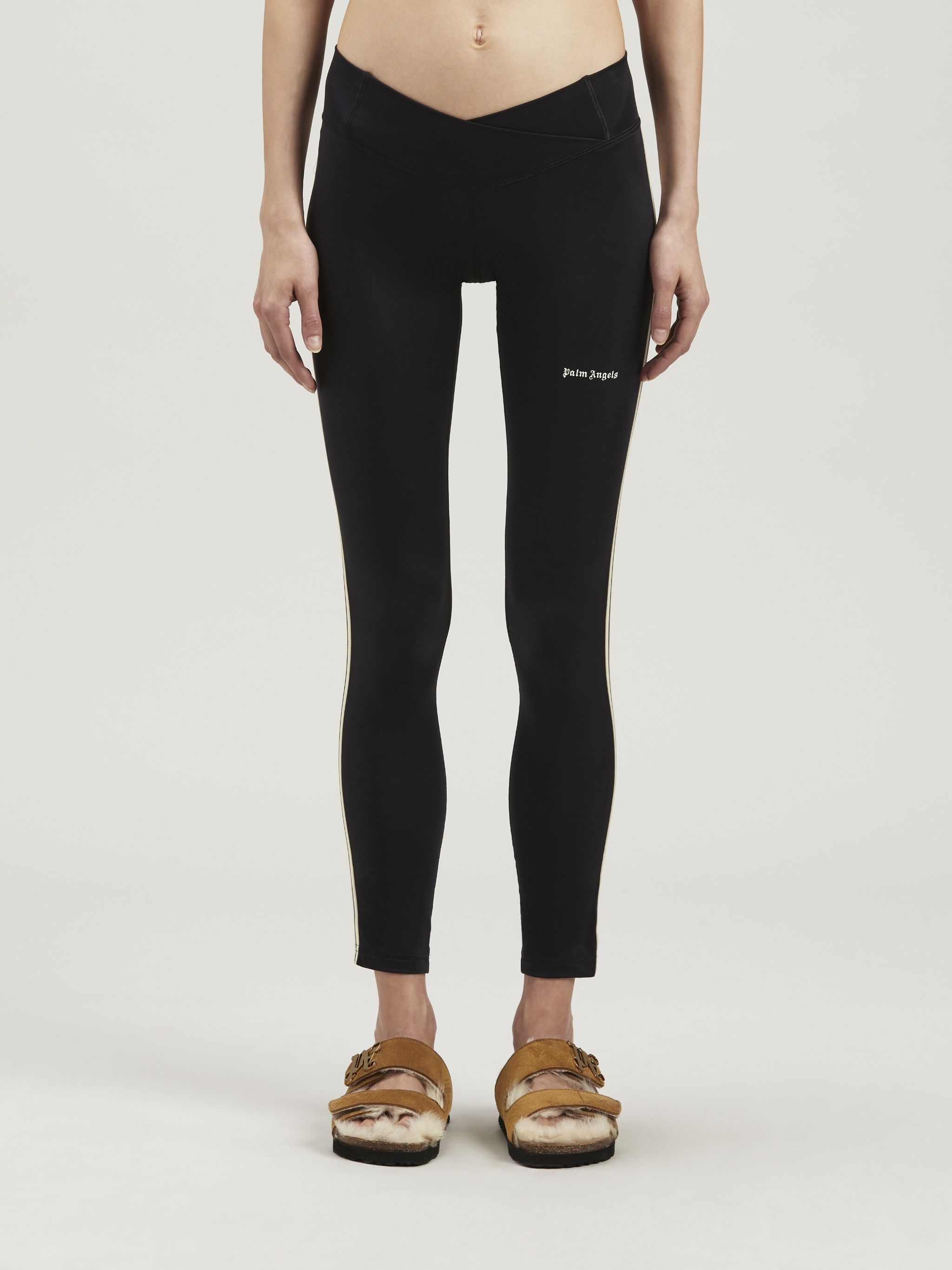 Crossed Waist Rib Leggings in black - Palm Angels® Official