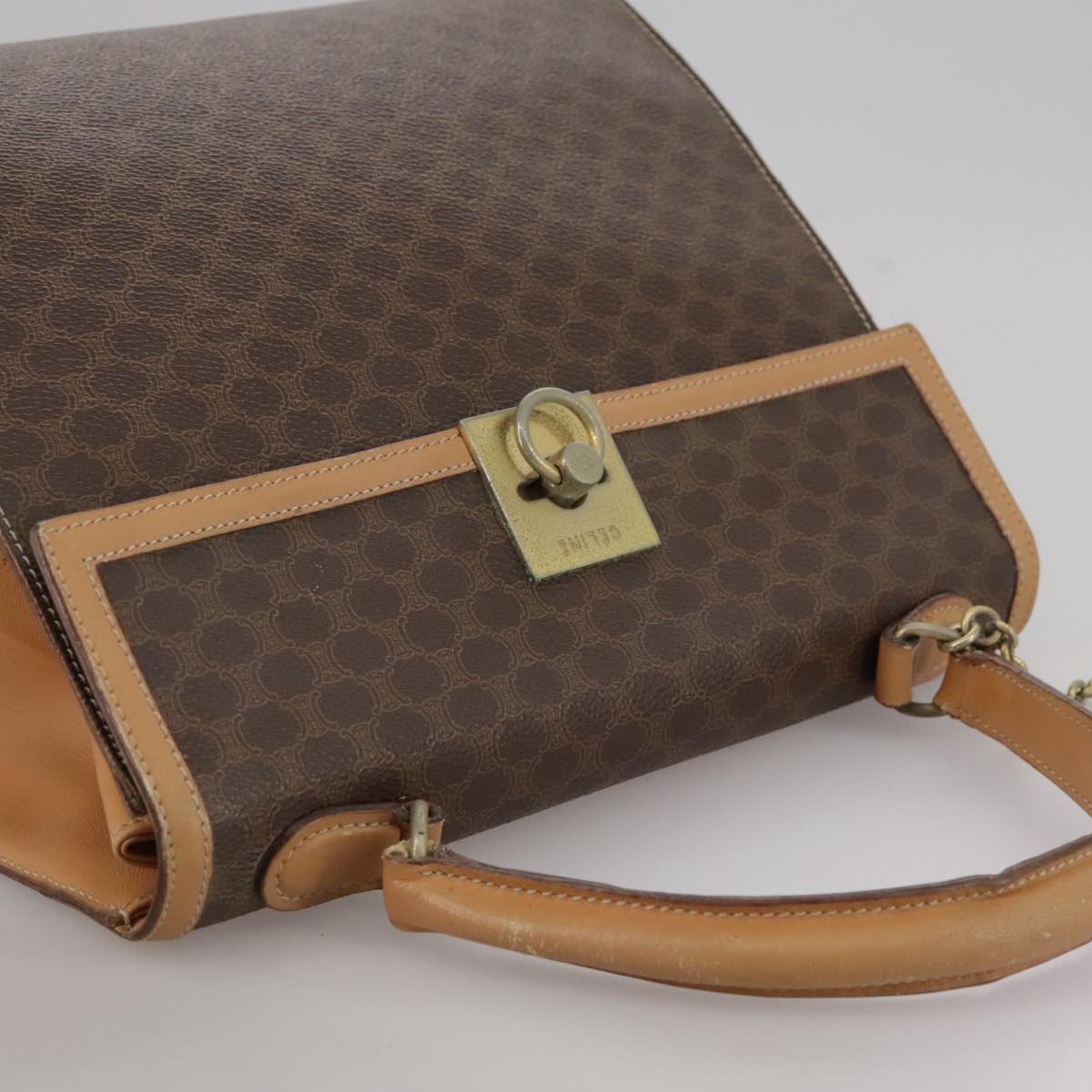 CELINE Macadam Canvas Hand Bag Pvc Leather Brown - 6