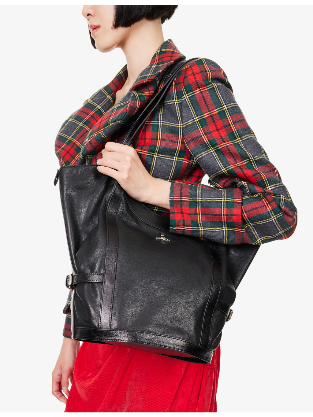Olive Large Leather Shoulder Bag - 3