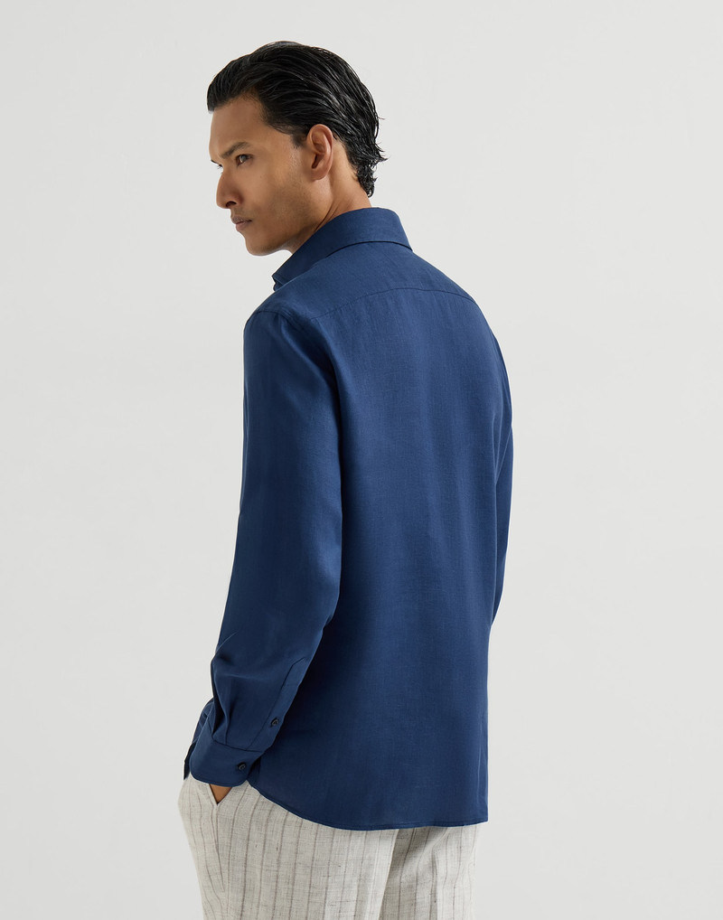 Linen easy fit shirt with spread collar 3