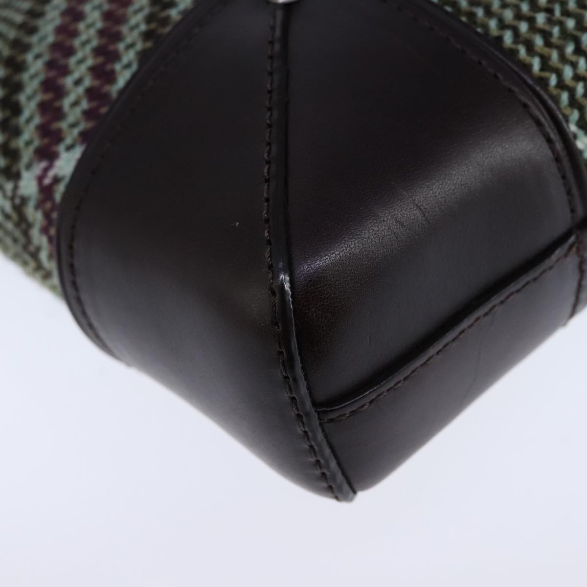 Burberry Nova Check Shoulder Bag Wool Green Brown Gold - 16