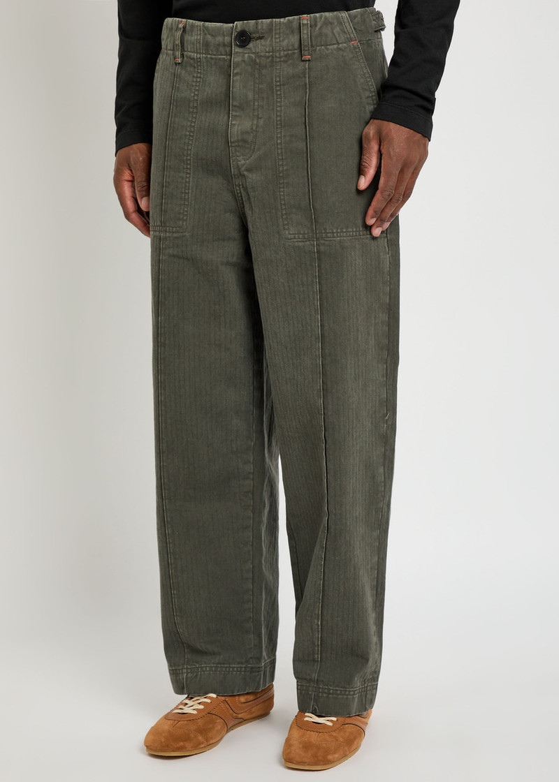 The Elder Statesman The Elder Statesman Dundy Herringbone Cotton Trousers outlook