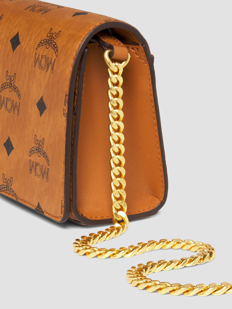 Women's Visetos Leather Mini Crossbody Bag - Cognac 6