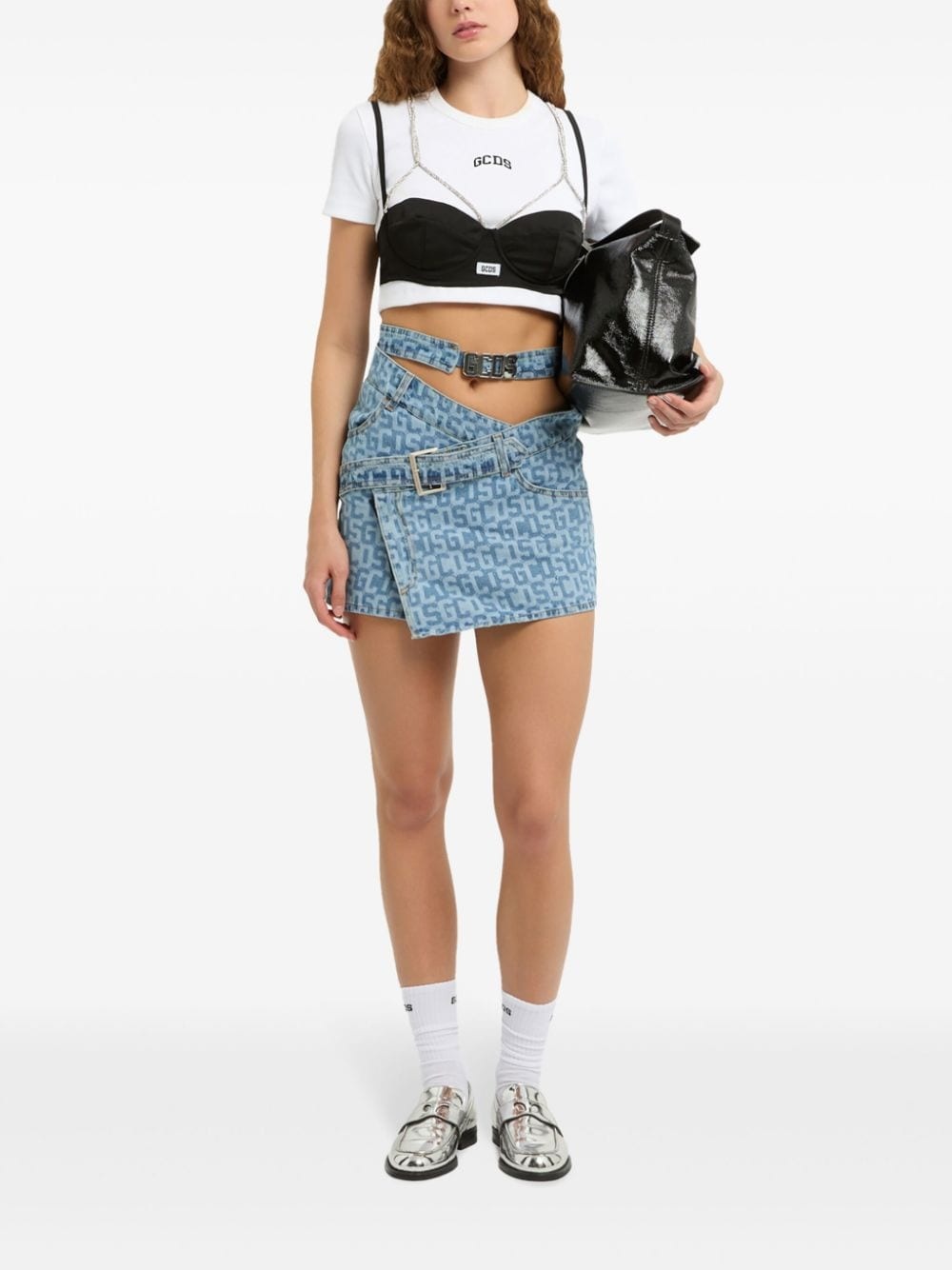 monogram denim skirt - 2