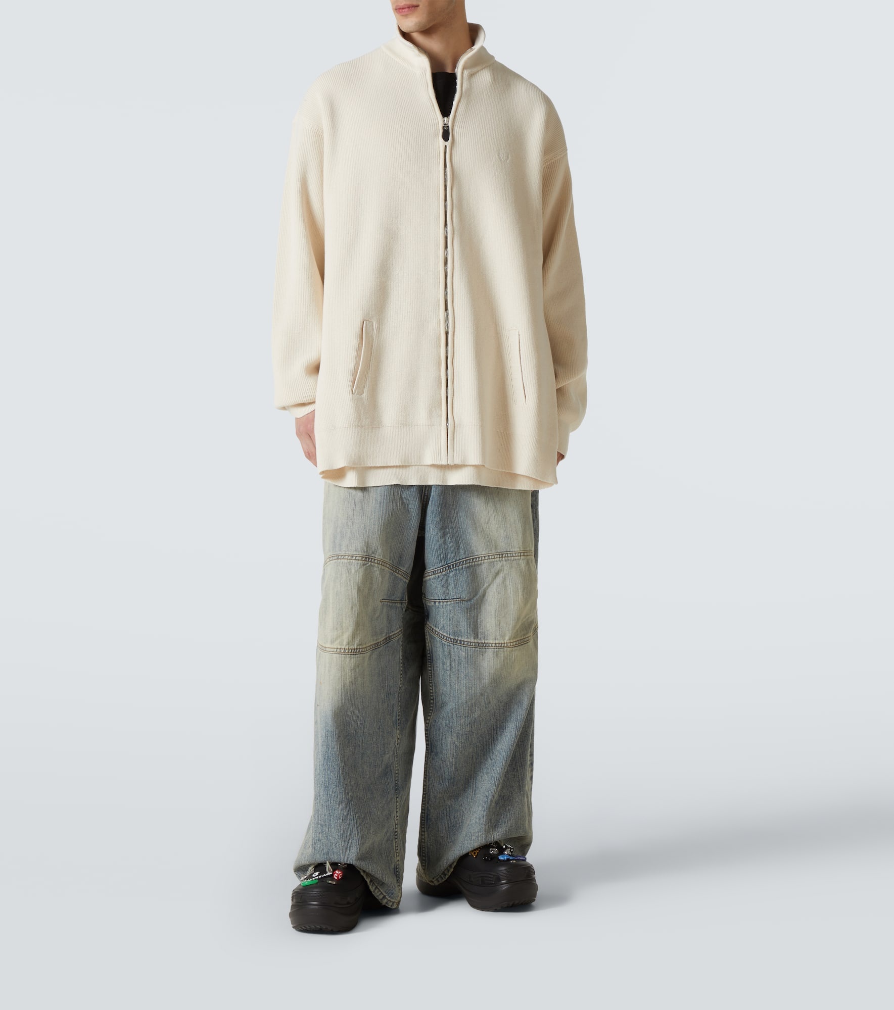 Logo cotton-blend zip-up cardigan - 2