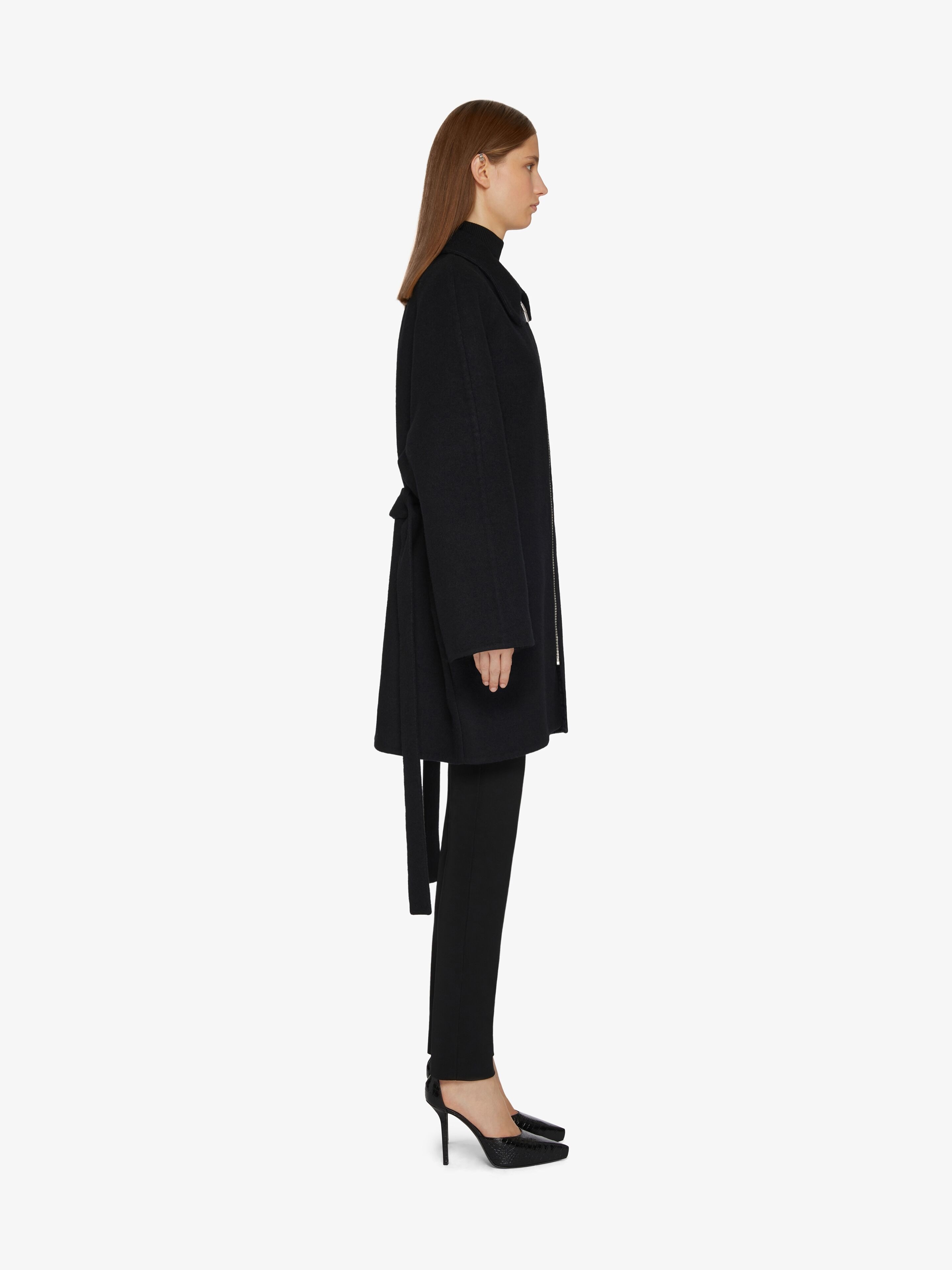 4G DOUBLE-FACE OVERSIZED FIT BELTED COAT IN WOOL AND CASHMERE WITH ASYMETRICAL COLLAR - 3