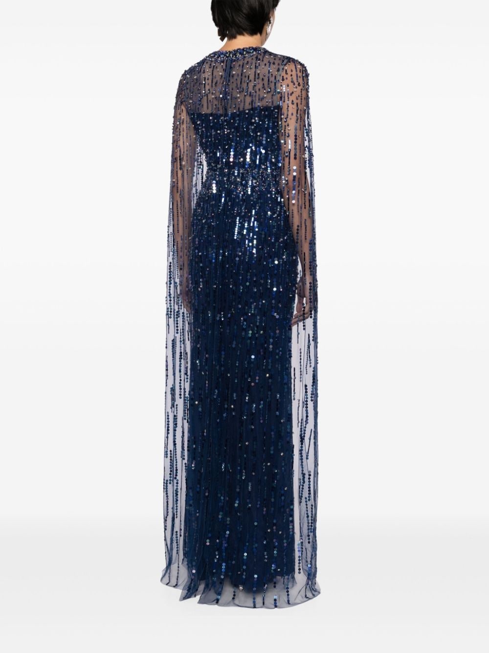Lux crystal-embellished cape gown - 4