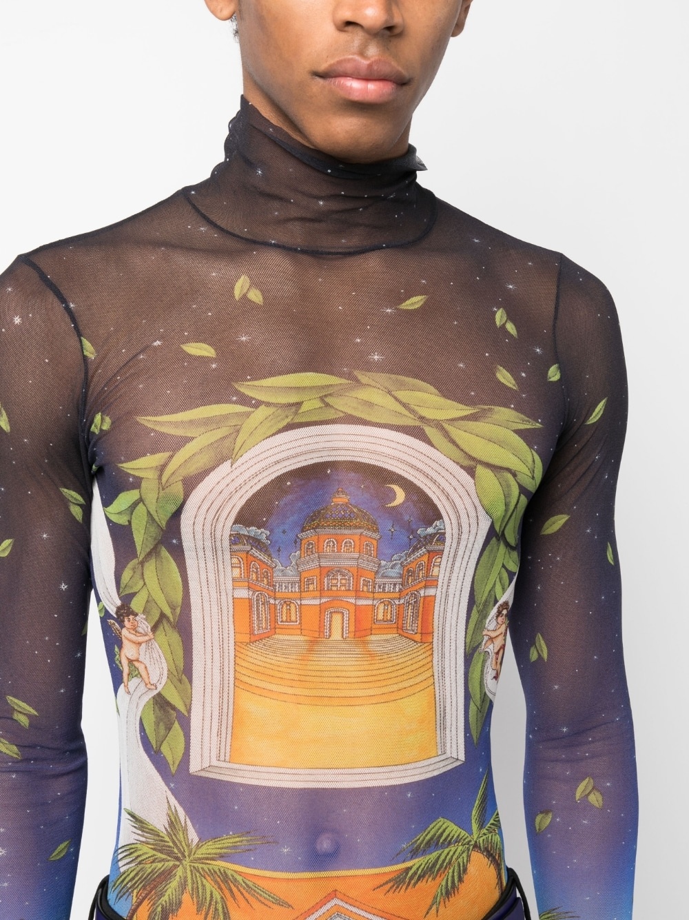 Maison D'Ete print mesh top - 5