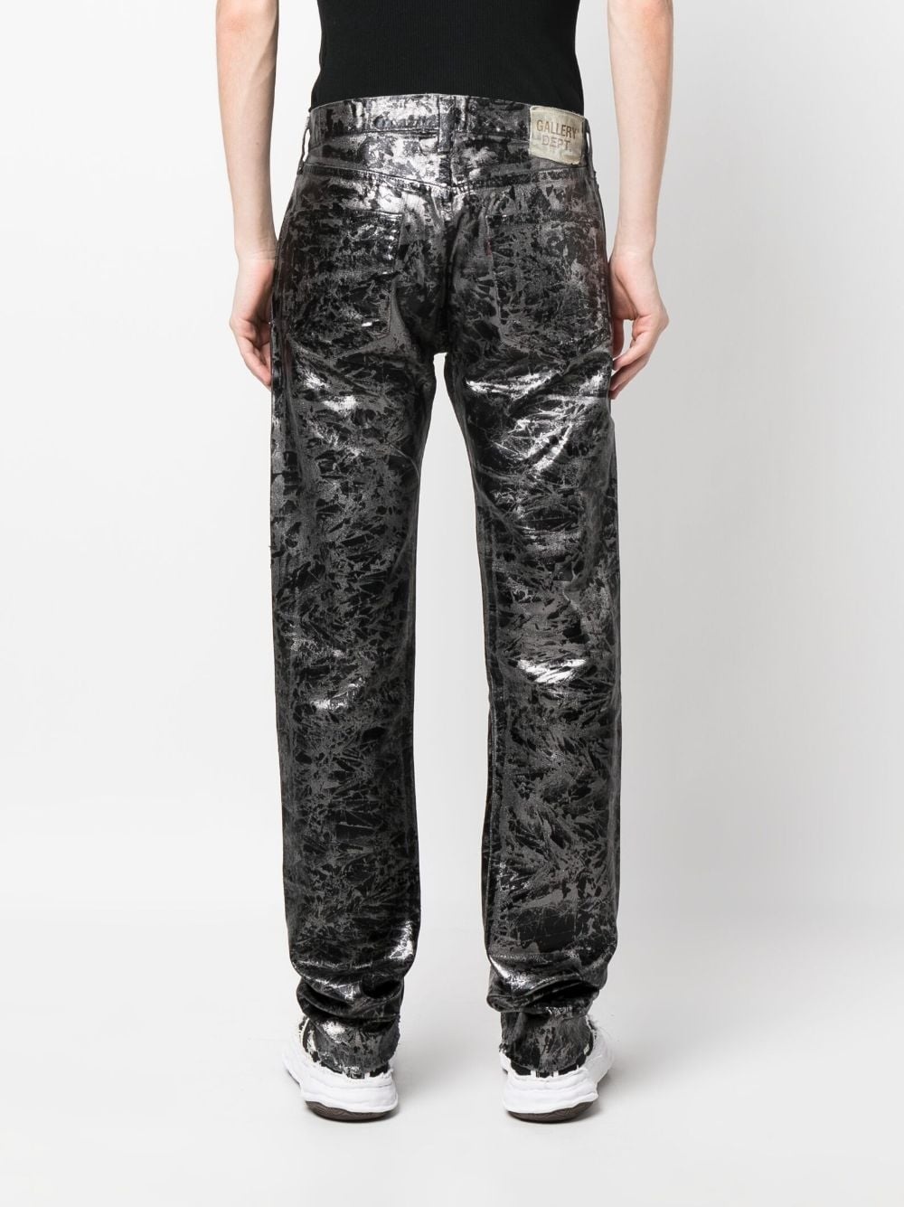 abstract-print metallic straight-leg jeans - 4