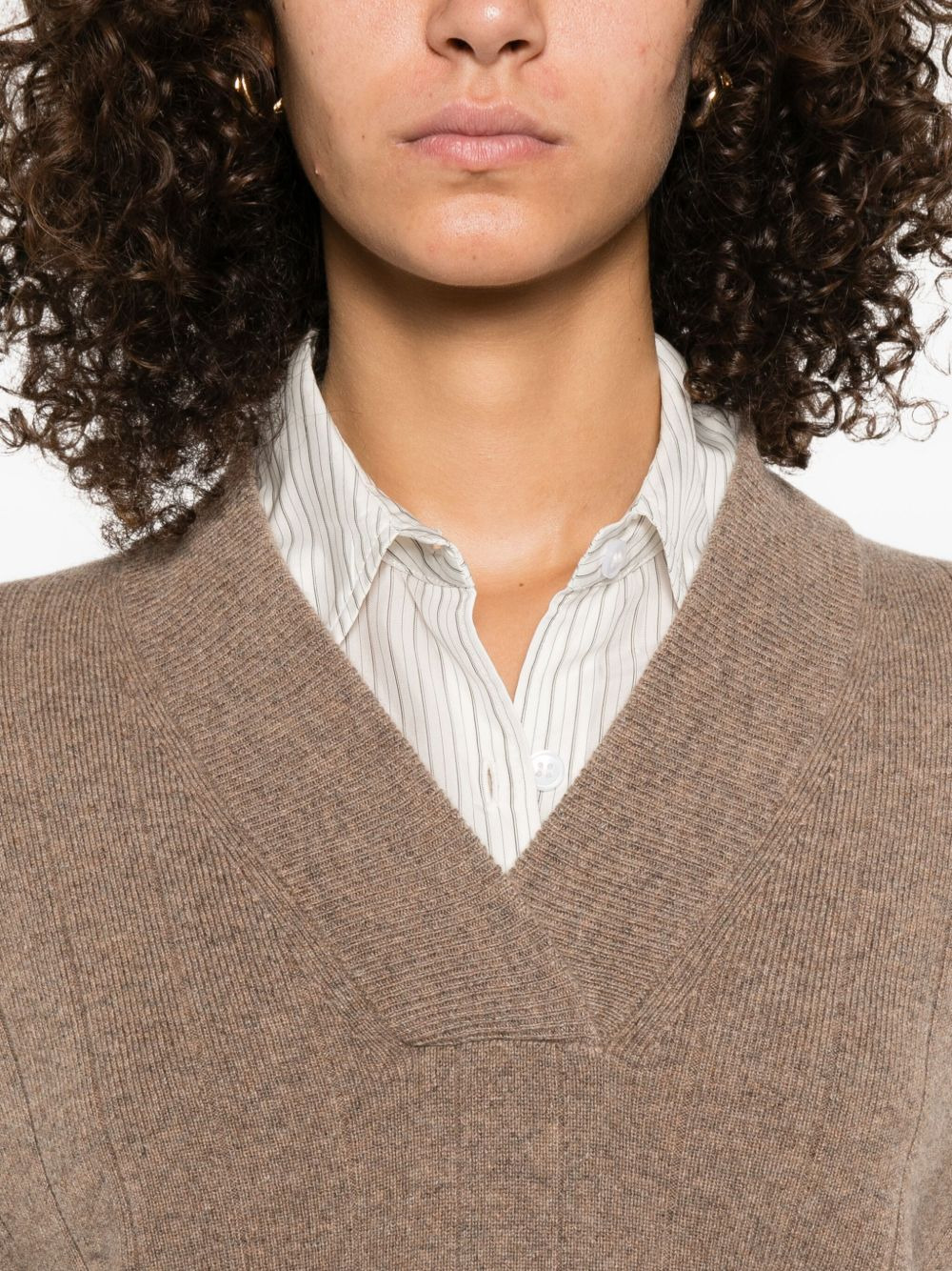 ribbed V-neck jumper - 5