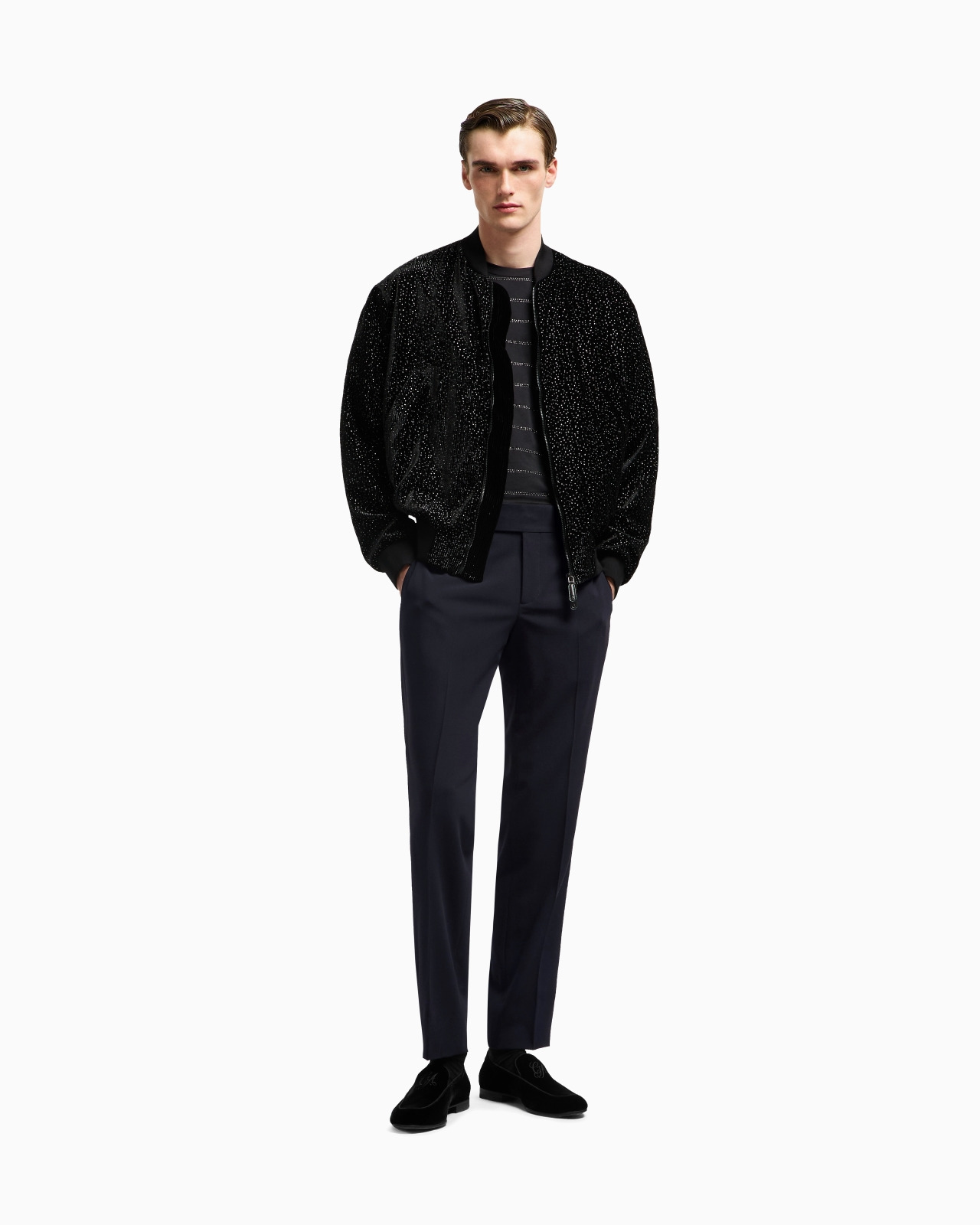 VIRGIN WOOL CRÊPE FLAT-FRONT TROUSERS - 2