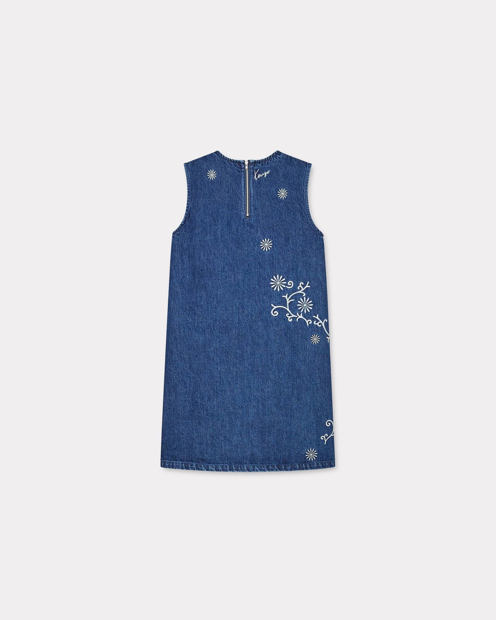 'KENZO Marguerite' embroidered short dress in japanese denim - 2