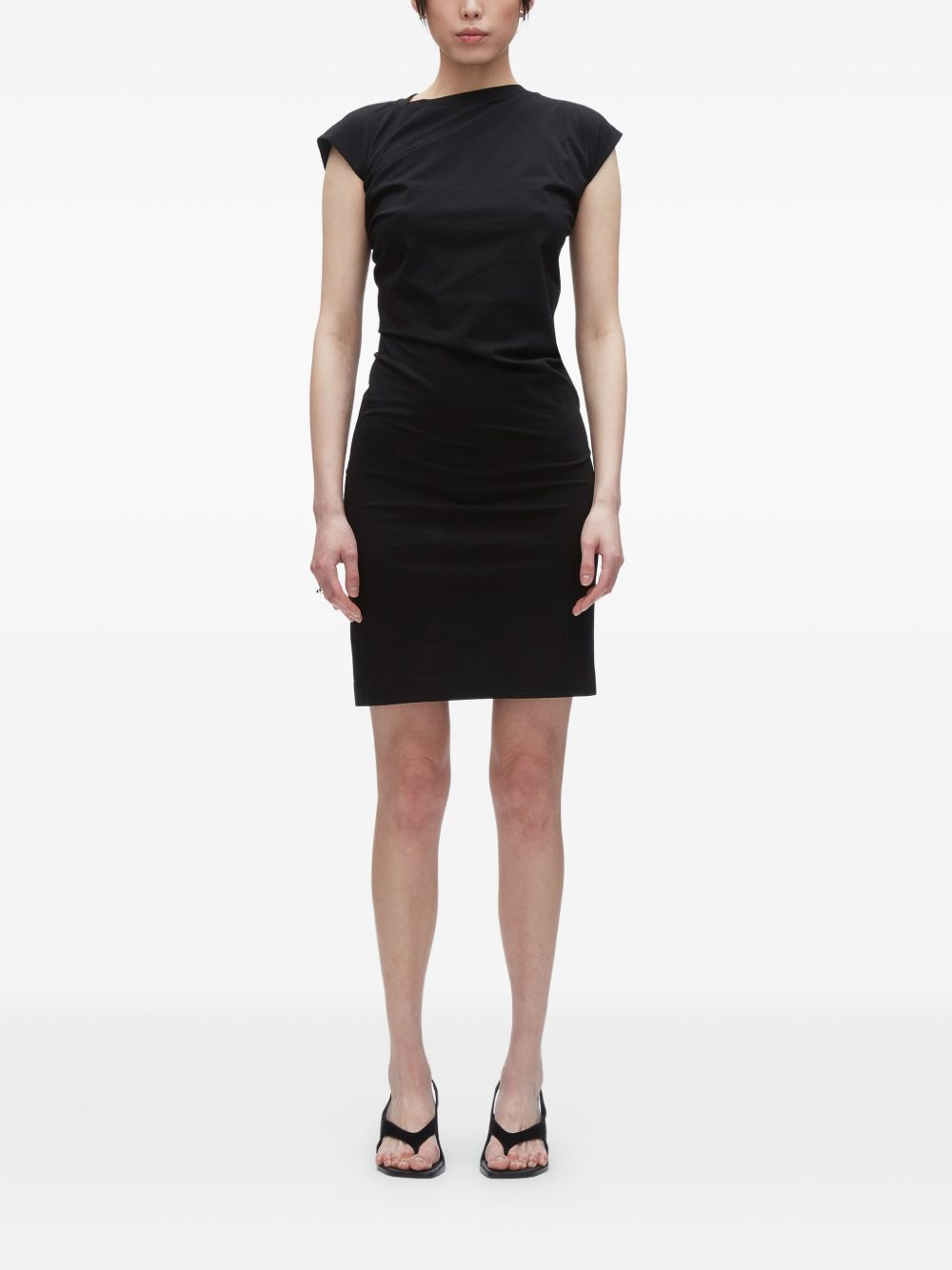 draped cap-sleeve dress - 2
