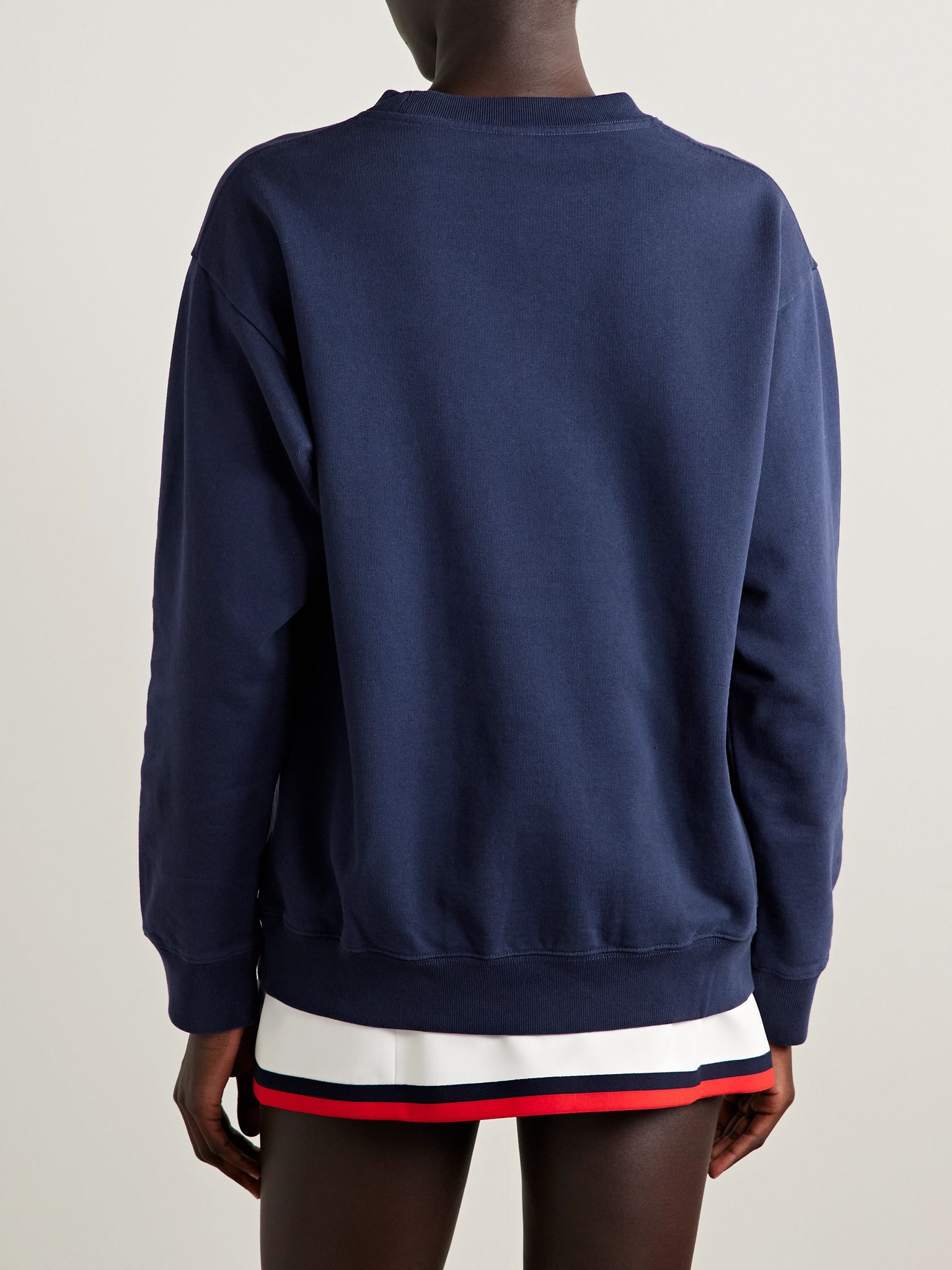 Vendome embroidered cotton-jersey sweatshirt Navy - 4