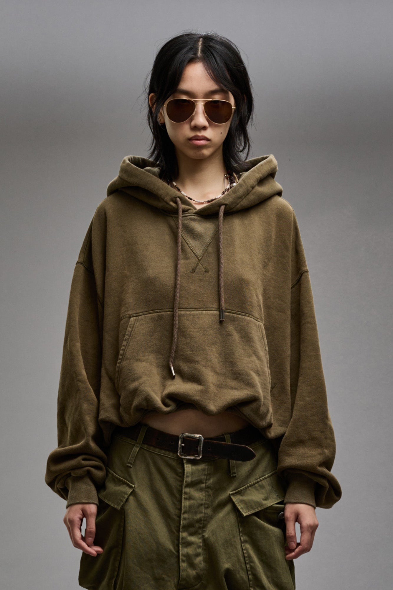 BALLOON POPOVER HOODIE - DARK OLIVE - 4