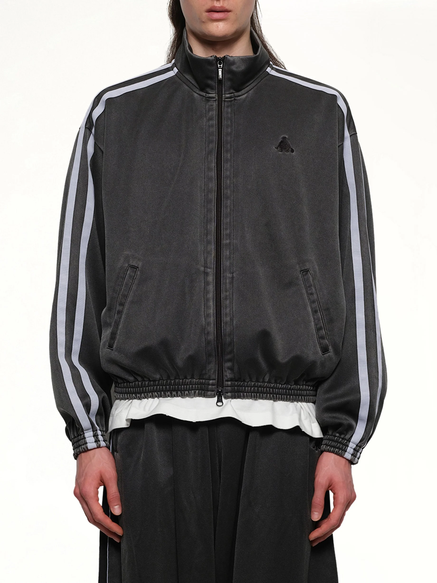 Faded Black Track Jacket in Grey - 1