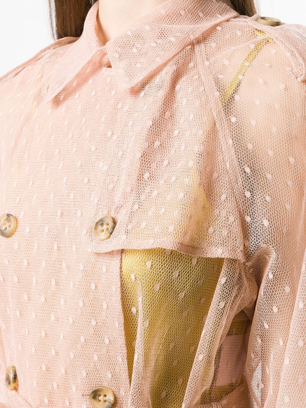 tulle sheer trench coat - 5