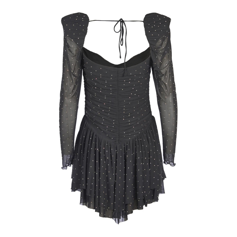 BLACK RHINESTONE MESH DRESS - 2