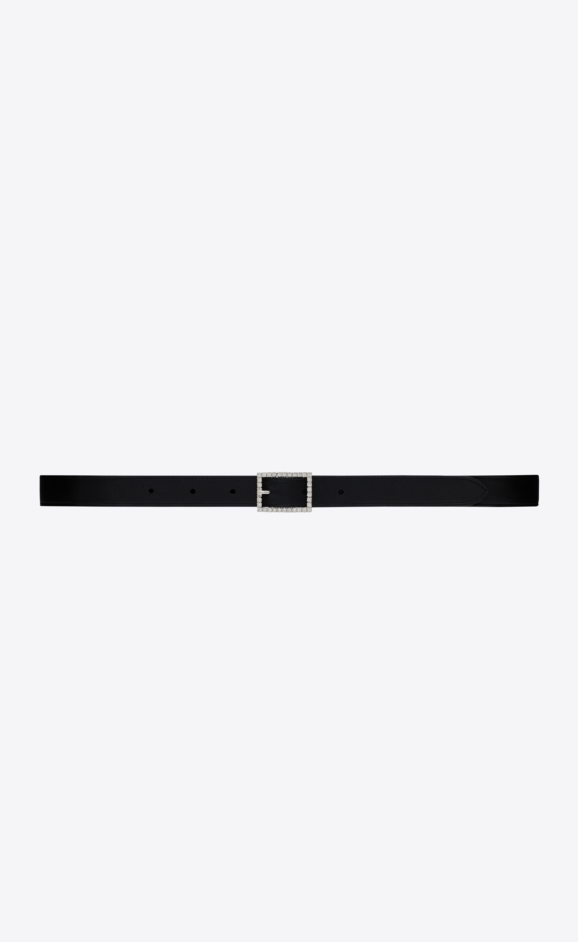 strass buckle belt in smooth leather - 1