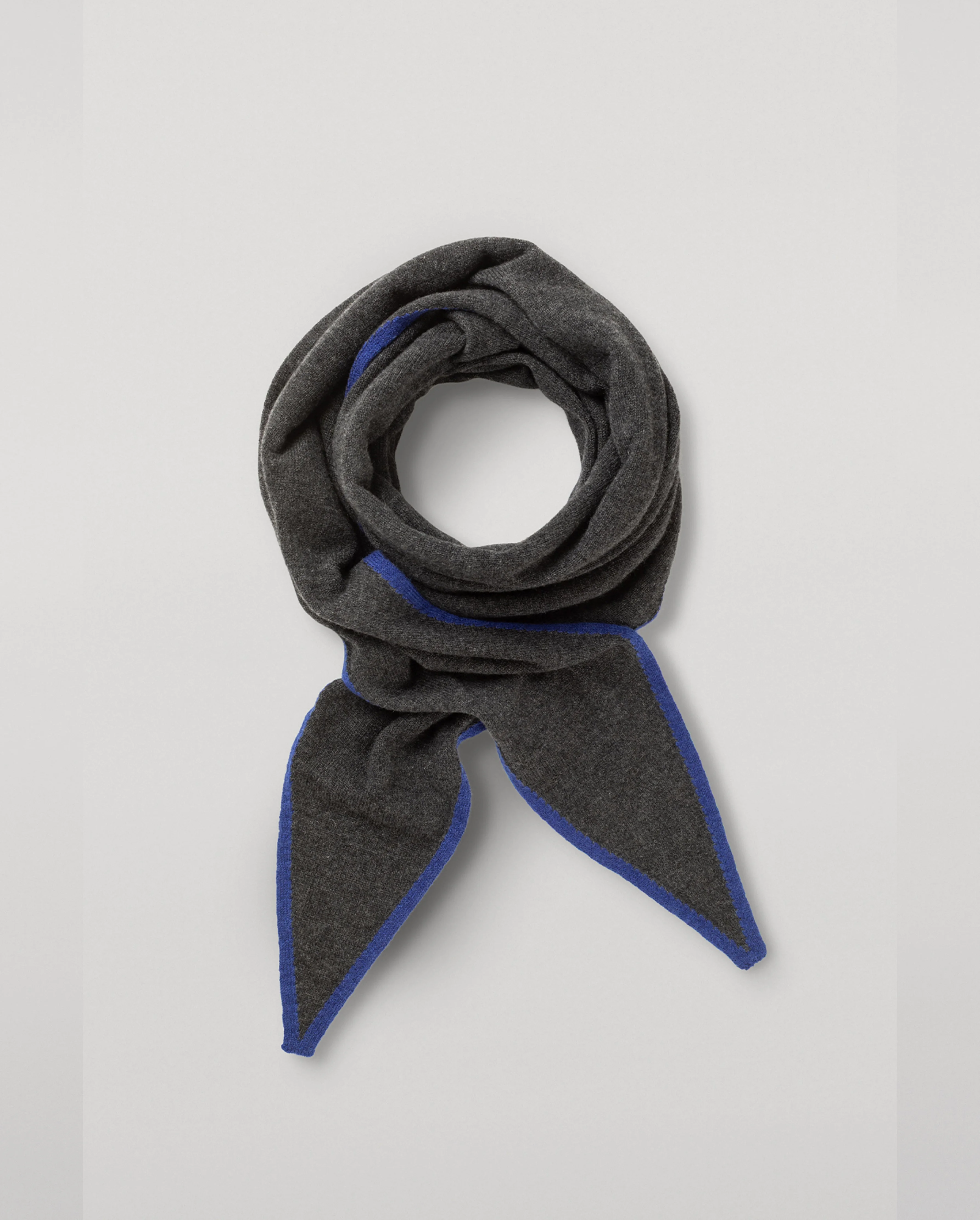 Ethel Charcoal & Blue Cashmere Diamond Scarf - 1