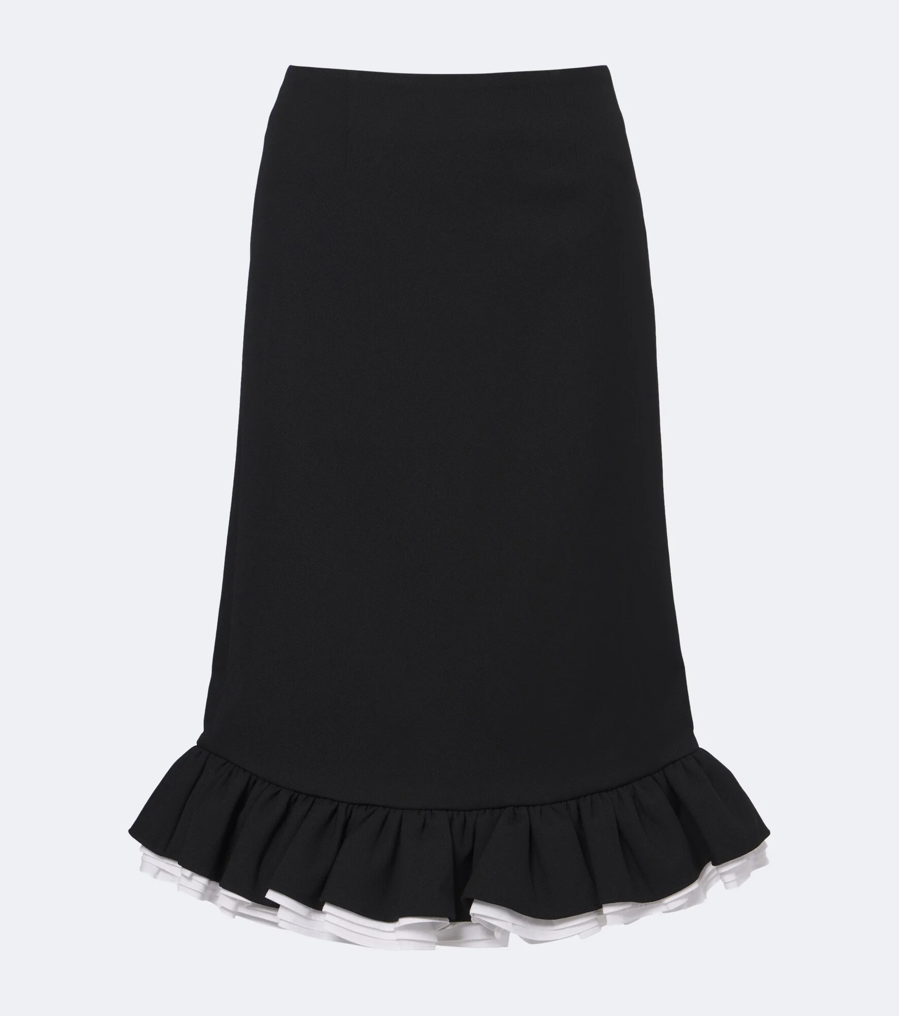 Ruffled wool and silk midi skirt - 1