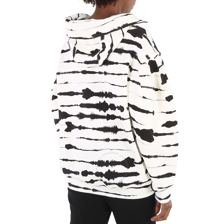 Burberry Ladies Monochrome Cut-out Detail Watercolour Print Cotton Hoodie - 6