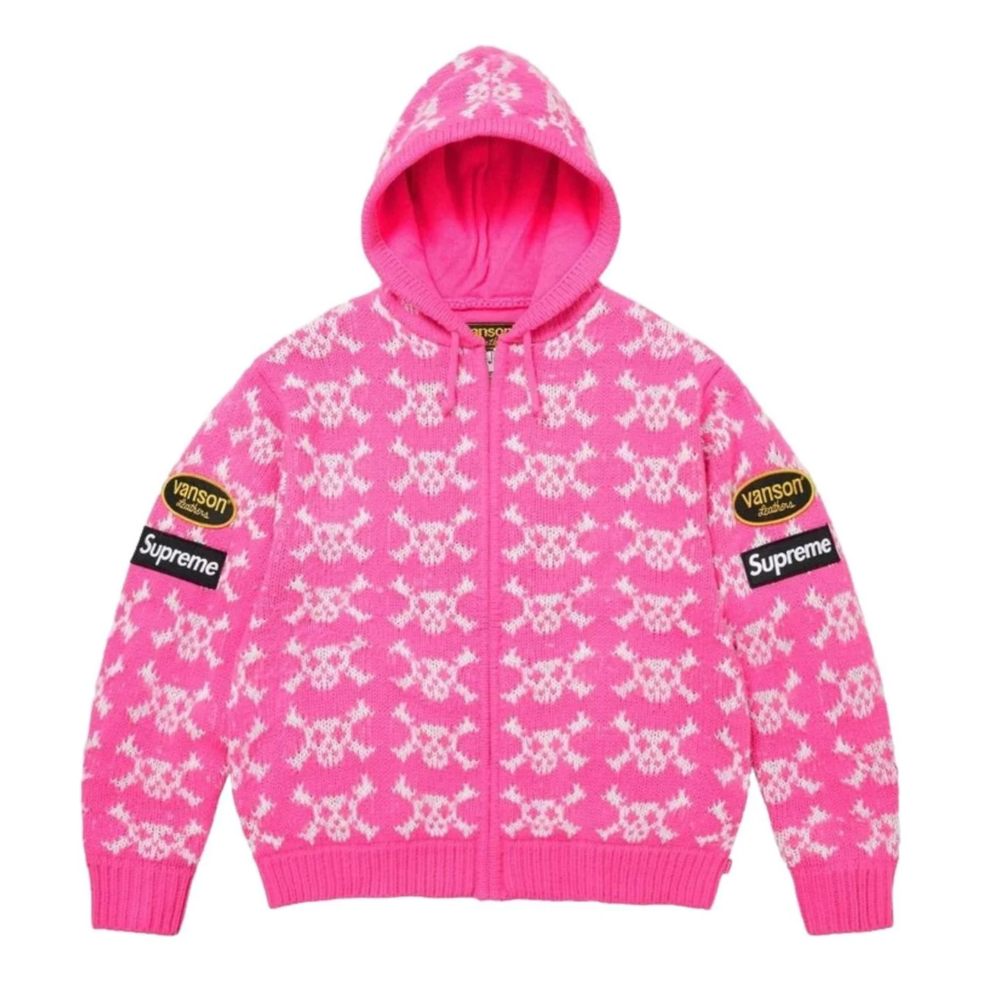 Supreme FW26 x Vanson Leathers Skull Zip Up Hooded Sweater 'Pink' SUP-FW26-075-PNK - 1