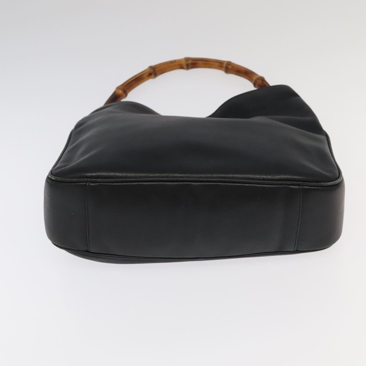GUCCI Bamboo Hand Bag Leather Black Gold - 5