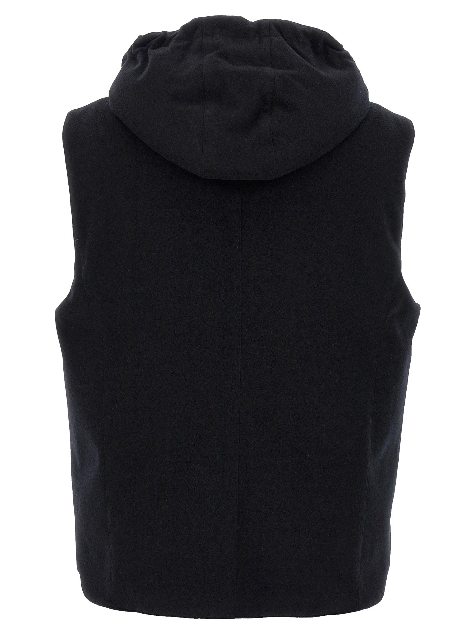 Padded Wool Vest Gilet Black - 2