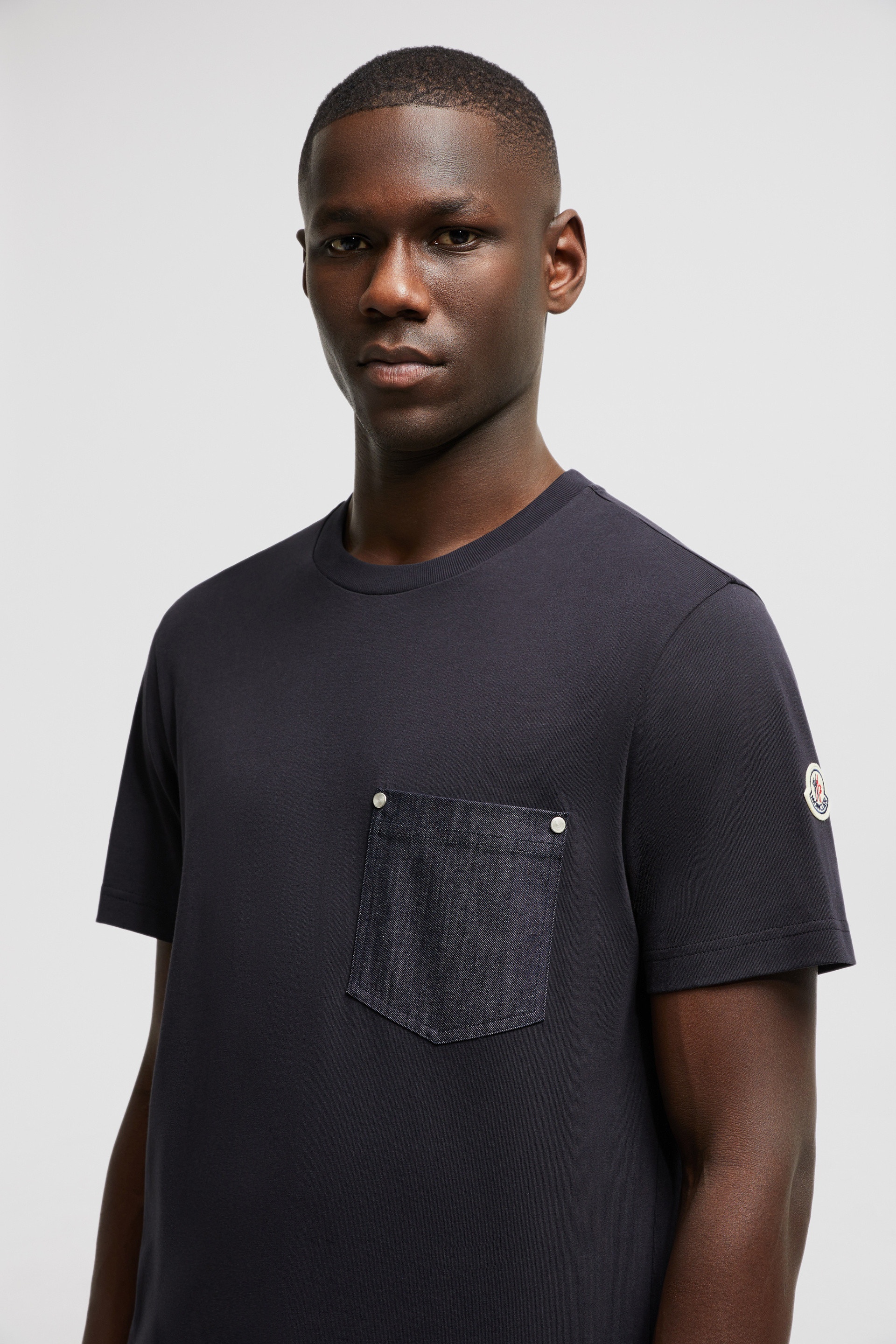Cotton & Denim T-Shirt with Pocket - 4