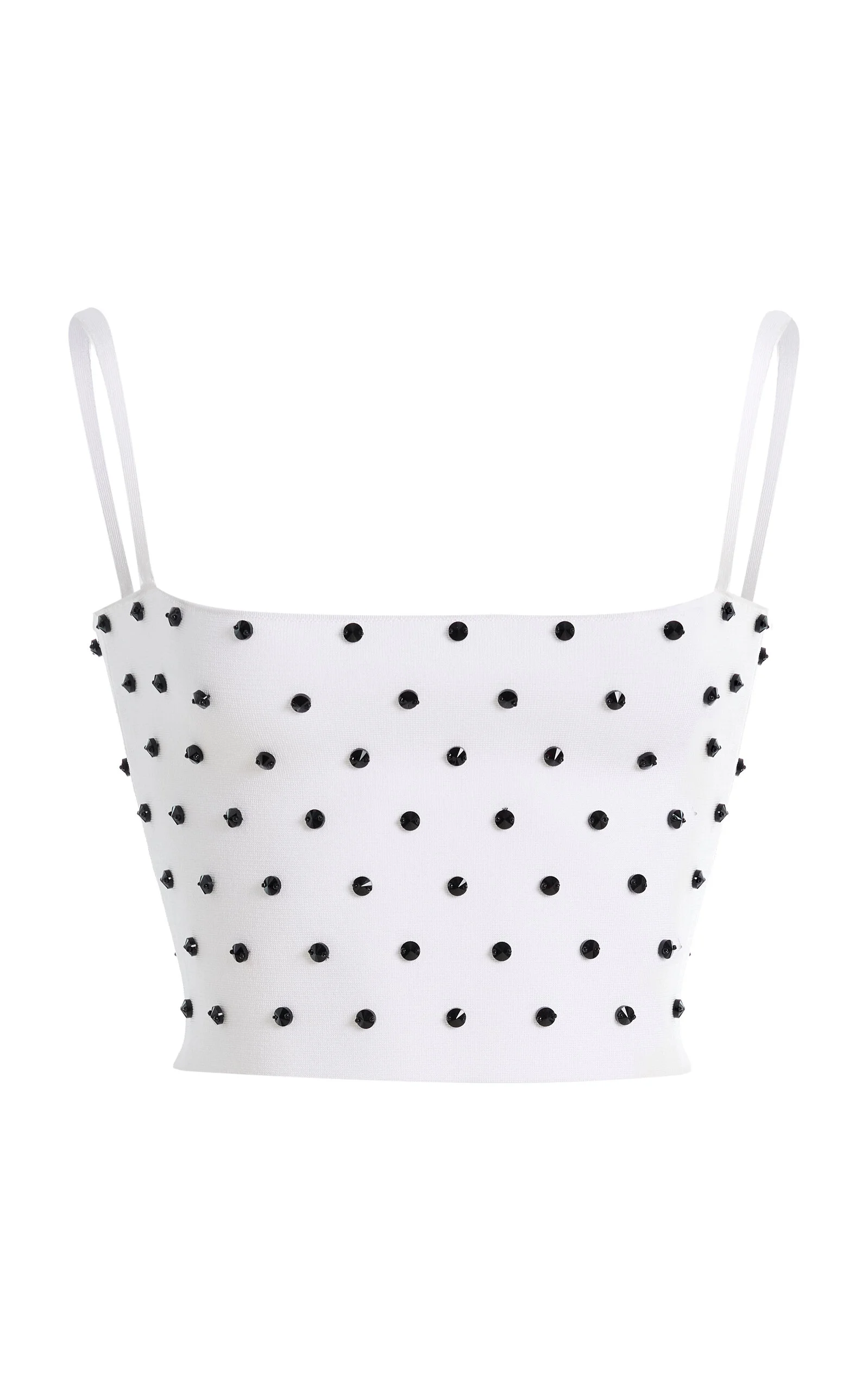 Embellished Cropped Dot Novelty Knit Top black/white - 1