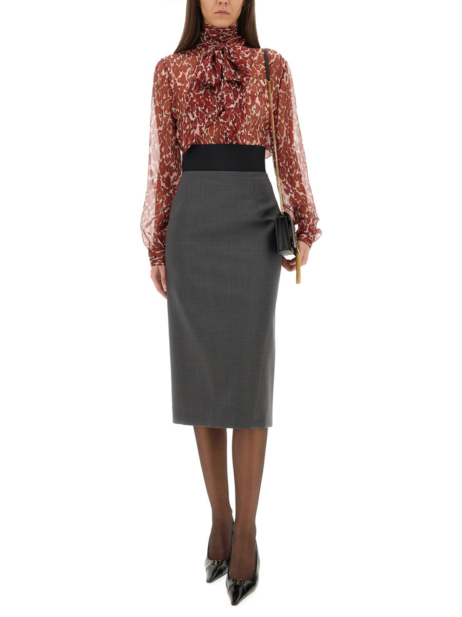PRINTED SILK SHIRT WITH LAVALLIERE COLLAR - 2